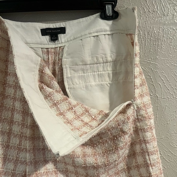 Ann Taylor Pink Plaid High Waist tweed shorts - Picture 3 of 7